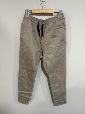 Zanerobe Drawstring Joggers in Taupe with Black Ties